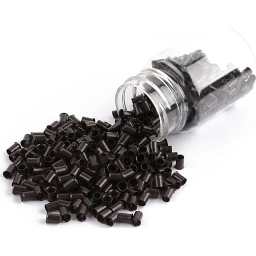1000pcs 4.0*3.6* 6mm Flare Euro Lock copper tubes Micro Rings links beads for stick I tip hair extensions 3# dark brown