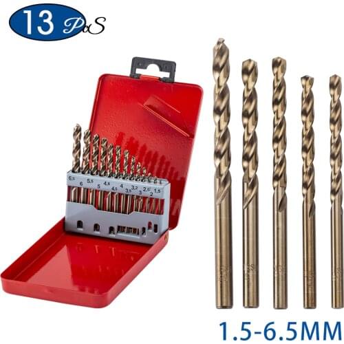 13pcs/set M35 cobalt twist drill bit set 1.5mm 3.2mm 3.5mm hss drill bit kit for stainless steel metal plastic wood drill bit