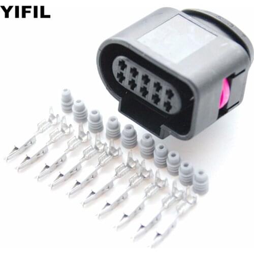 2/4/10pcs/lot 10 Pin/Way 1.5mm Female Auto Electrical Radar Harness Plug Socket For VW Audi Skoda VAG 1J0 973 715