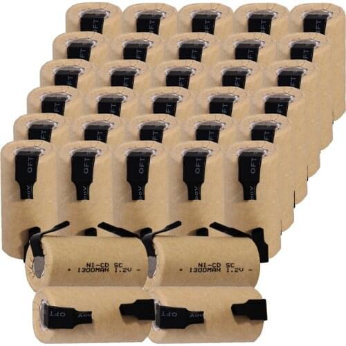 34 pcs SC 1300mah 1.2v battery NICD rechargeable batteries for electric screwdriver electric drill 4.25cm*2.2cm for power tools