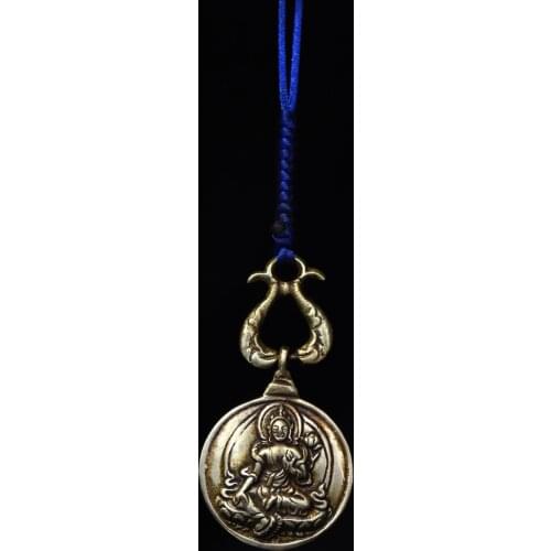 4"Tibet Buddhism Temple Old Bronze White Tara Statue Pendant Zodiac Nine Palaces Bagua Amulet Ward off evil spirits