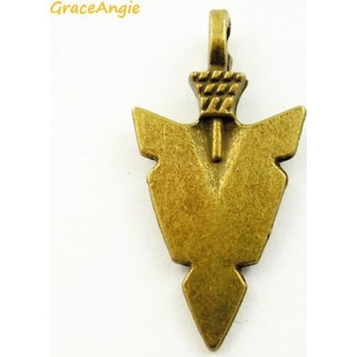 GraceAngie 40PCS Wholesale Antique Bronze Sword Dagger Vintage Arm Pendant Charm Punk Women Men Necklace Accessories 31*15*5mm