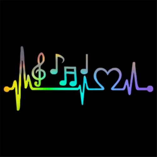 Music Notes Heartbeat Car Sticker for Wall Home Glass Window Door Laptop Auto Truck Motorcycle