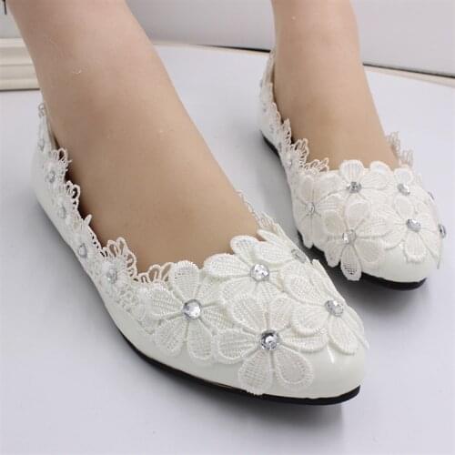 White lace wedding shoes flat bridal shoes bridesmaid shoes hot sale wedding shoes made in ChinaBH162
