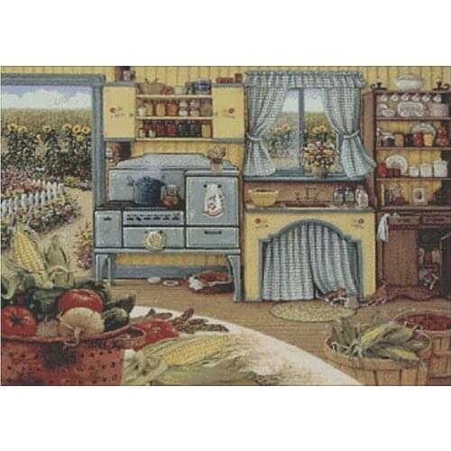Country kitchen patterns Counted Cross Stitch 11CT 14CT 18CT 28CT DIY Cross Stitch Kits Embroidery Needlework Sets home decor