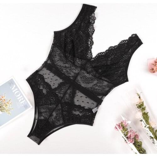 GZQS Summer Lace Bodysuit Women Floral Embroidery Deep V Neck Sexy Bodysuit Dot Patchwork Jumpsuit Overalls 2021 New hot sale
