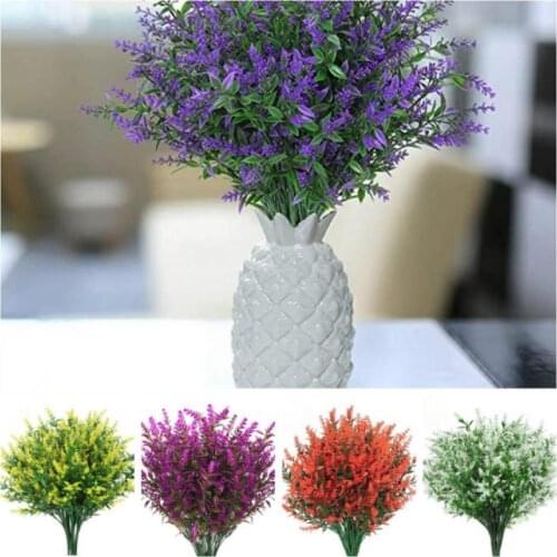 1Pcs Fake Lavender Plastic Leaves Artificial Flowers Home Greenery for Indoor Outside Garden Yard Wedding Decor