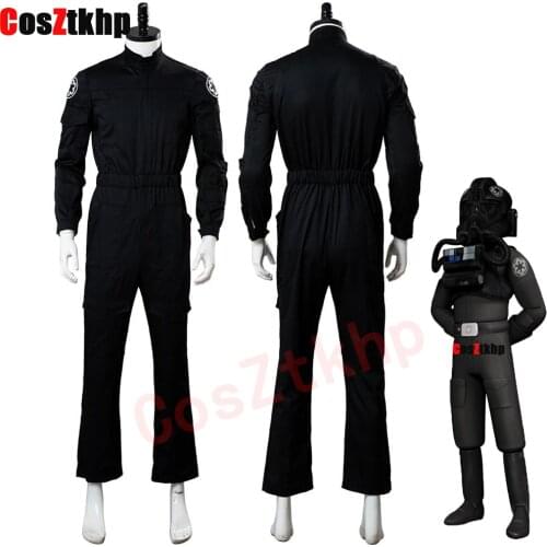 Star Cosplay Wars Imperial Tie Fighter Pilot Cosplay Costume Adult Black Flightsuit Uniform Jumpsuit Halloween Carnival Costume