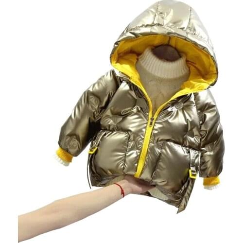 2021 Autumn winter childrens down jacket boys and girls hooded warm cotton-padded jacket disposable colorful candy color coat