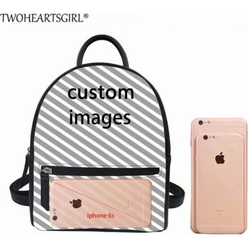 TWOHEARTSGIRL Customized Bagpack Small Leather Backpack for Women Casual Mini Bag Teenage Girls School Shoulder Bags Party Bag