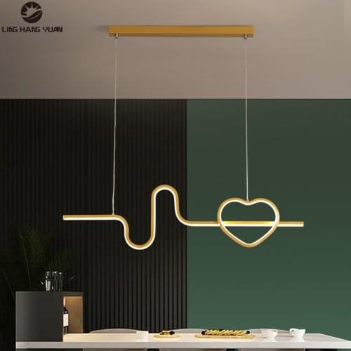 Minimalist Modern Pendant Light Led Hanging Lamp Black&Gold Led Chandelier Pendant Lamp for Dining room Kitchen Ceiling Lustres