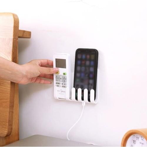 Multifunction Wall Mount Mobile Phone Charging Holder Stand Keys Toothbrush Bags Storage Hook Bracket Rack For Kitchen Bathroom