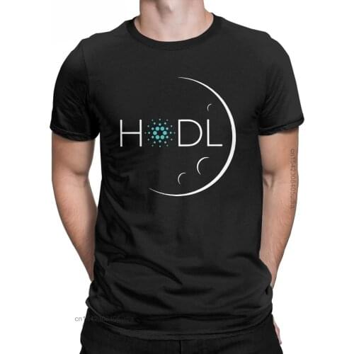 Cardano Hodl Moon T-Shirt For Men Bitcoin Cotton Tee Shirt for Men Round Collar Oversized T Shirt Summer Camisa Streetwear