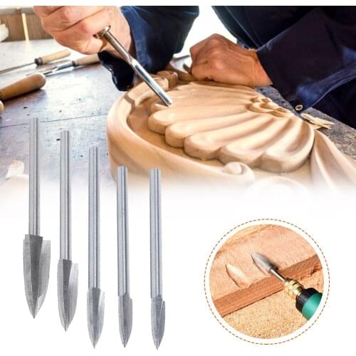 5Pcs Wood Carving Drill Bit Set High Speed Steel Root Cutter Carving Chisel Carving Tool for DIY Woodworking Carving 3/4/5/6/8mm
