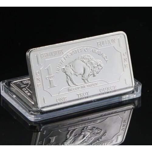 Non Magnetic German Mint 1 Troy Ounce Buffalo German Silver Bullion Bar Replica Coins Collection