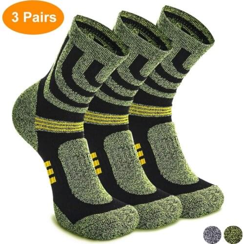 3 Paris Hiking Walking Sports Socks for Men, Anti Blister Winter Terry Socks for Outdoor Sports Running Cycling Camping Trekking