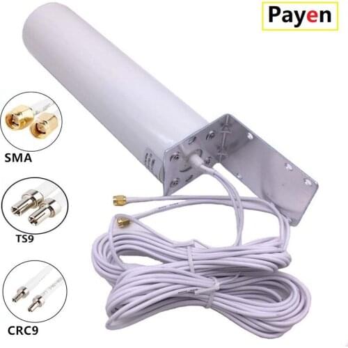 NEW LTE External Antennna Outdoor with 5m Dual SlIder CRC9/TS9/SMA Connector for 3G 4G Router Modem