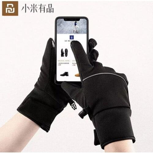 2021 New Youpin Outdoor Plus Velvet Warm Touch Screen Gloves Sensitive Waterproof Thickened Night Reflective Strip No Hair Ball