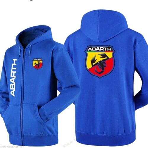 New Spring Autumn Men Abarth Car Logo Hoodies Cardigan Zipper Comfortable Jacket Fashion Casual Sweatshirt Tops Coat