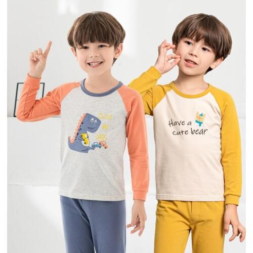 New Childrens Clothing Autumn And Winter Childrens Underwear Cartoon Print Set Cotton Baby Autumn Clothes Long Trousers Boys B