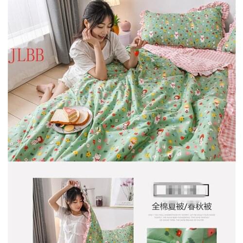 Freshness summer throw Quilts 100% cotton duvet green scollop thin patchwork comforter 2020 new pastoral home bedding blanket