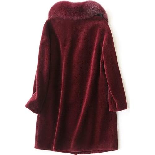 Abrigos Mujer Autumn Winter Warm Wool Coats New Brand Fox Fur Collar Female Trench Coat Outwear Hot Sale LX1928