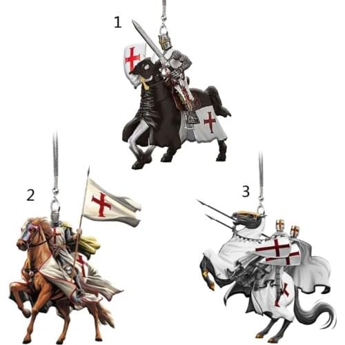 Knight Templar Riding Horse Car Hanging Ornament Pendants Suitable for Automotive Mirror Door Window Decor