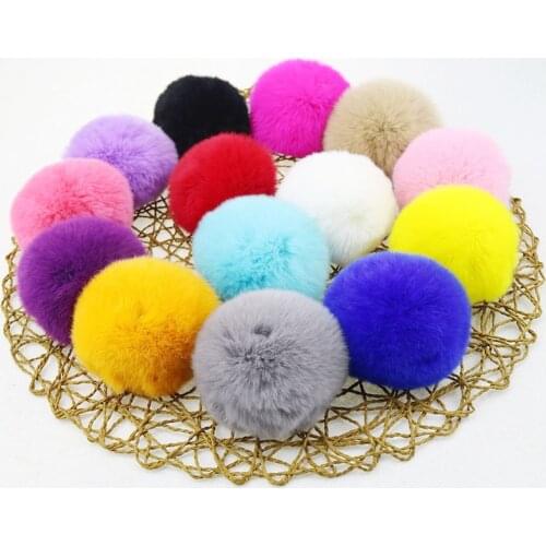 Pompom 6CM Rex Rabbit Hair Plush Ball Baby Lace Patch Applique Material Childrens Hair Bag DIY Fluffy Keychain Accessories