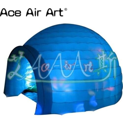 Portable giant color changing led light Inflatable pop up igloo dome tent for trade events