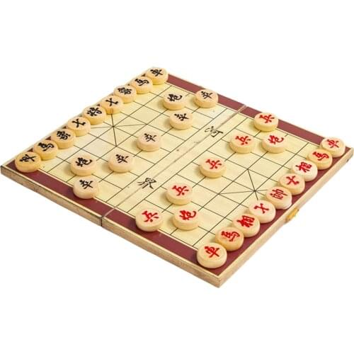 Portable 30 X 10 X2.5cm Folable Wooden Traditional Chinese Chess Travel Set Chess Game Kids Gift Interesting Party Entertainmen