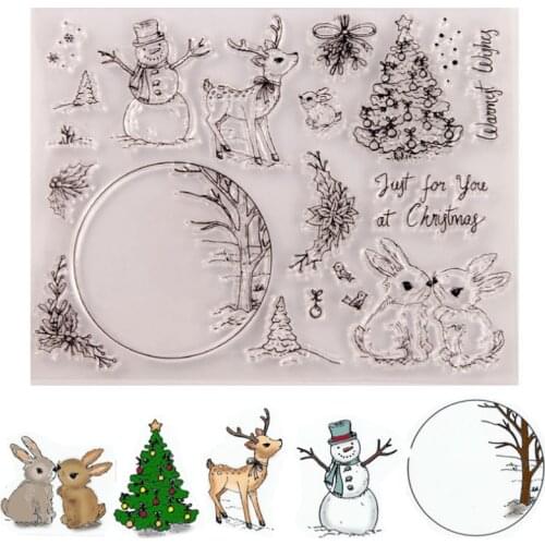 Deer Snowman Transparent Clear Silicone Stamp Seal DIY Scrapbooking Rubber Stamping Coloring Embossing Diary Decoration Reusable