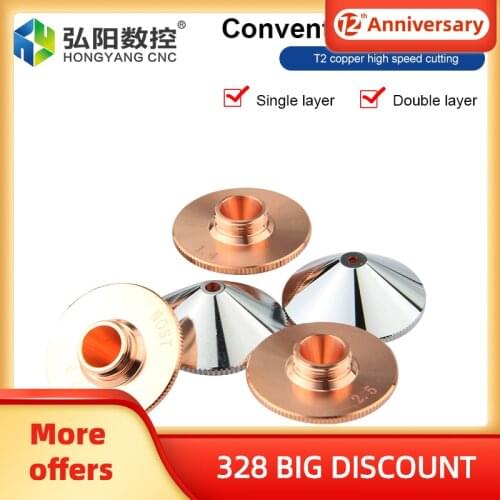 Fiber Laser Cutting Head Diameter 28mm, Conventional Welding Copper Nozzle, Single And Double Layer Diameter 0.8-4.0 Thread M11