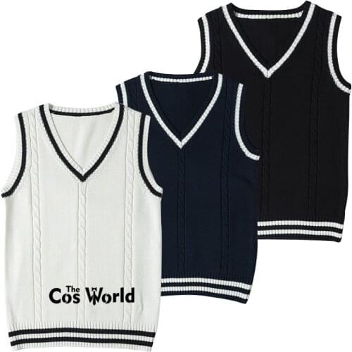 S-XXL Spring Autumn Mens Womens Sleeveless Stripes Knit Vests Pullovers V Neck Sweaters For JK School Uniform Student Clothes