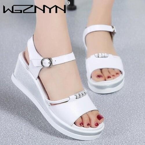 2021 Summer Shoes Woman Platform Sandals Women Soft Leather Casual Open Toe Gladiator Wedges Trifle Mujer Women Shoes Flats