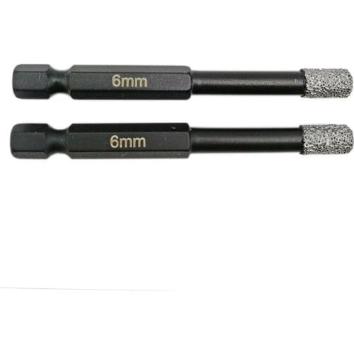 SHDIATOOL 2pcs Dia 6MM Dry drilling bits with quick-fit shank For drilling granite & marble