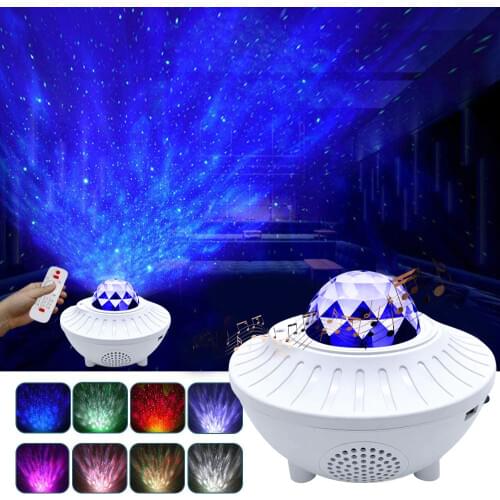 LED Star Night Light Music Starry Water Wave Projector with 21 Lighting Modes Bluetooth Music Player Remote Control D30