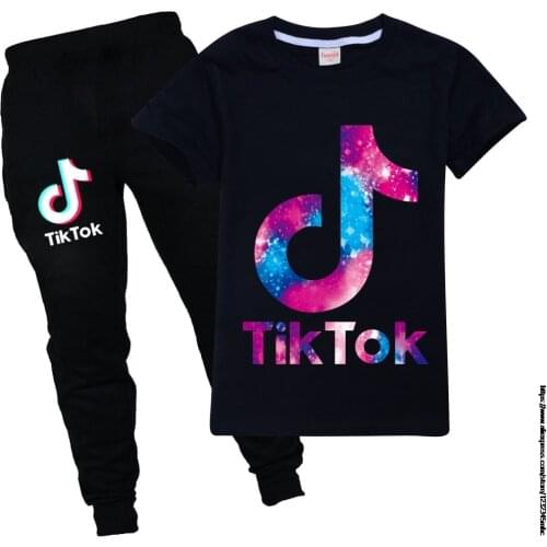 Tik Tok Baby Summer Clothing Baby Girl Boy Clothes Short Sleeve Tik Tok T-shirt+Pants 2pcs Outfits For Teenagers 2-16Y