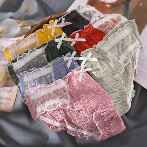 Wasteheart New Women Fashion Yellow Green Cotton Low Waist Cotton Panties Underwear Lingerie Briefs Underpants Brief M L XL