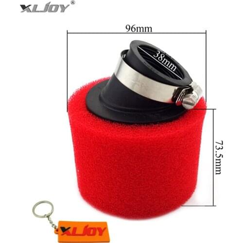 XLJOY Red 38mm Angled Double Foam Pod Air Filter For 110cc 125cc Pit Dirt Bikes Pitmotard Motorcycle