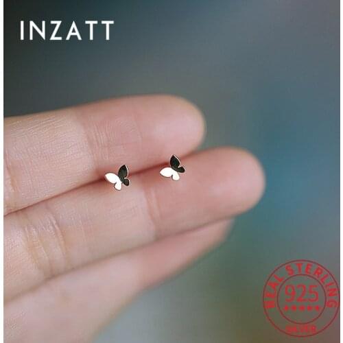 INZATT Real 925 Sterling Silver Butterfly Stud 14k Gold Earrings For Women Party Cute Fine Jewelry Accessories Drop Shipping