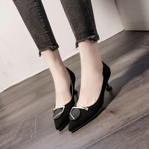 2020 Fashion New Spring And Autumn Womens High-heeled Shoes Metal Decoration Matte Wild Mature Classic Stiletto Shoes W27-22