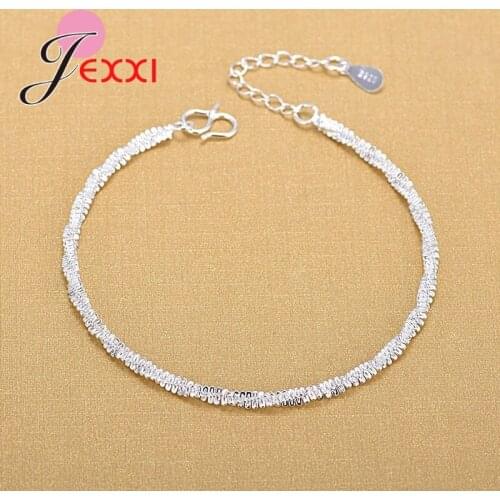 925 Sterling Silver Fashion Simple Elegant Twisted Chain Bracelets Fine Jewelry For Woman Wave Anklet Gifts
