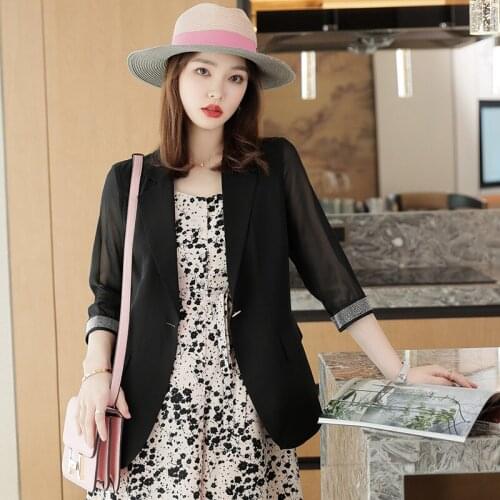 Ladies Office Fashion OL Styles Half Sleeve Blazers Summer Spring Jackets Coat for Women Business Professional Outwear Blaser