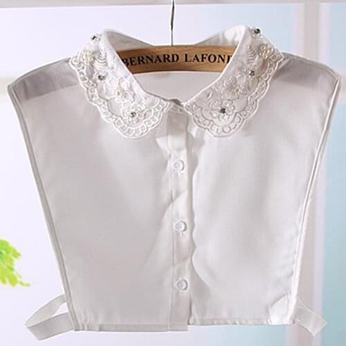 Women Girls Detachable Lapel beauty lace fake collar New embroidered female removable models decorative spring shirt fake collar