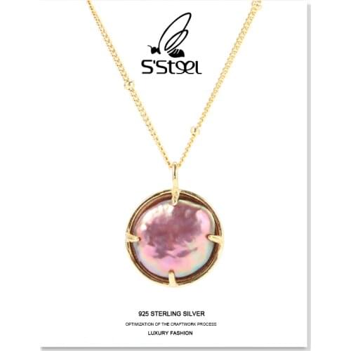 SSTEEL Pearl Pendants Necklace Gift For Women 925 Sterling Silver Fashion 2020 New Designer Luxury Chain Necklaces Jewellery