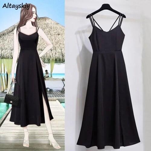 Sleeveless Dress Women Plus Size Casual Soft Slim All-match Female Simple New Friend Holiday A-line Summer Retro Ulzzang Solid