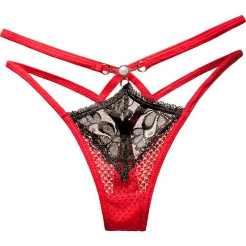 Women Sexy Lingerie Erotic Floral Lace Underwear Women Cute Panties See Through Transparent Flirty Bikini Strappy G-string