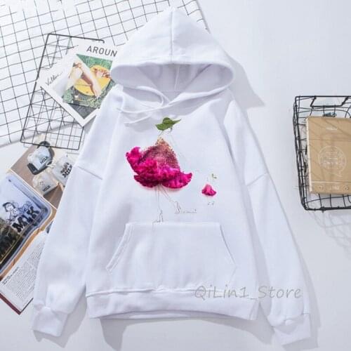 Winter 2019 funny flower design dress print cute hoodie women kawaii sweatshirt friends xmas gift sudadera mujer streetwear