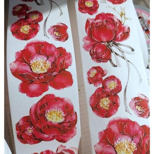 1 Loop 5 X 55cm Red New Year Flower Journal Washi Tape Floral Collage