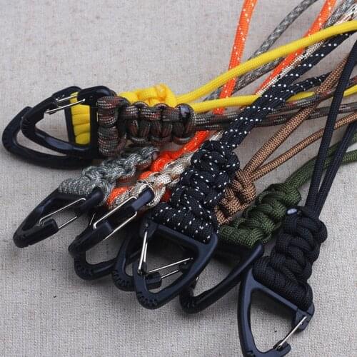 New Paracord Keychain Lanyard Triangle Buckle Outdoor Survival Parachute Rope High Strength Cord Self-Defense Backpack Key Ring